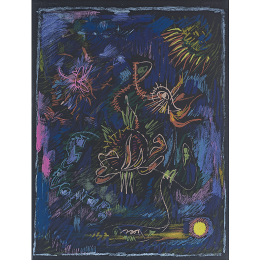 ANDRE MASSON Balagny 1896-Parigi 1987<br>Senza titolo<br>Litografia a colori su carta, cm 67 x 50,4<