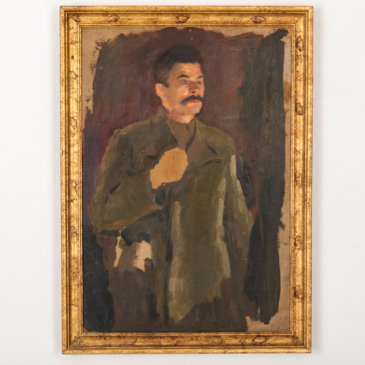 MYCHAJLO ILIC KRIVENKO (ATTR. A) 1921 - 2008<br>Ritratto di Stalin <br>Olio su cartone, cm 91X62,5