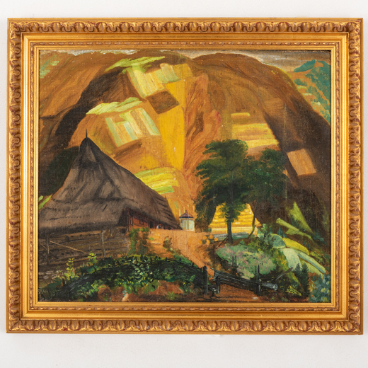 FEDIR FEDOROVICH MANAYLO (ATTR. A) Ivanovtsy, 1910 ; 1978<br>Paesaggio dei Carpazi <br>Olio su tela,