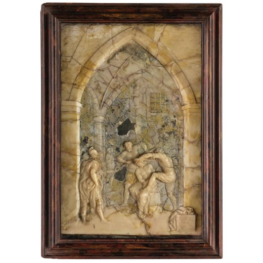 COMPOSIZIONE IN CERA MONOCROMA, XVIII SECOLO raffigurante lepisodio di Cristo coronato di spine, ent