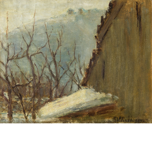 PELLIZZA DA VOLPEDO GIUSEPPE Volpedo, 1868 ; 1907<br>Paesaggio invernale<br>Iscrizione Pellizza e da