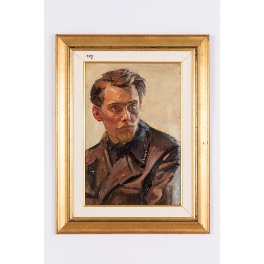 GHEORGHIY STEPANOVICH MELIKHOV Kharkov, 1908 - Kiev, 1985<br>Ritratto di giovane uomo <br>Olio su ca
