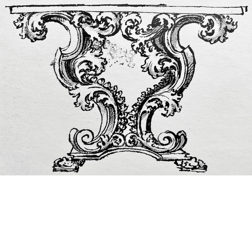 GRANDE CONSOLE IN LEGNO INTAGLIATO E DORATO, ROMA, XVII-XVIII SECOLO