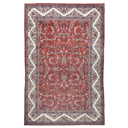 TAPPETO ISFAHAN, PERSIA CENTRALE, CIRCA 1940 CM 400X300<br>Robusto tappeto persiano, leggere sbavatu