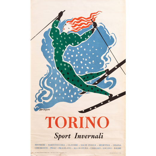 Torino, Sport Invernali Manifesto Litografia Offset [Non Telato]<br>by Campagnoli Adalberto<br>Edito