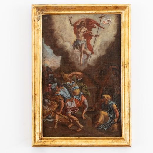 PITTORE DEL XVI-XVII SECOLO  Ascensione di Cristo<br>Olio su tela, cm 47,5X31