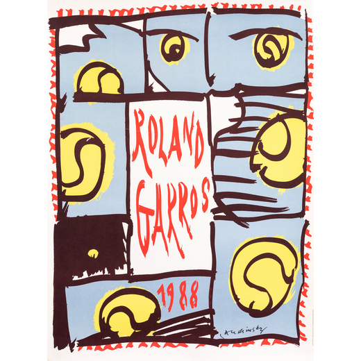 Roland Garros, 1988 Manifesto Offset [Non Telato]<br>by Alechinsky Pierre<br>Edito Bramsen & Georges