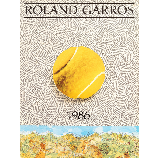 Roland Garros, 1986 Manifesto Offset [Non Telato]<br>by Jiri Kolar<br>Epoca 1986<br>Misure h 75 x L 
