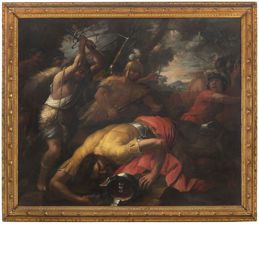 GIOVANNI MARIA BOTTALLA (attr. a) (Savona, 1613 - Milano, 1644)<br>Davide e Golia<br>Olio su tela, c