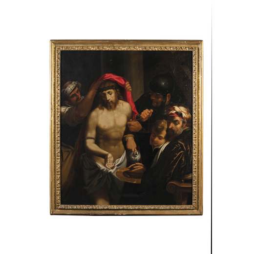 AURELIO LOMI (copia del XIX secolo) (Pisa, 1556 - 1623/1624)<br>Cristo alla colonna<br>Olio su tela,