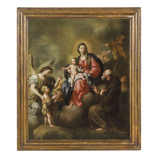 GIAN DOMENICO CIGNAROLI (attr. a) (Verona, 1724 - 1793) <br>Madonna col Bambino, San Francesco da Pa