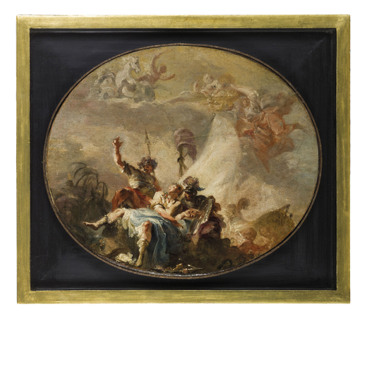 GIOVANNI ANTONIO PELLEGRINI  (Venezia, 1675 - 1741) <br>Allegoria della Prudenza con due guerrieri, 