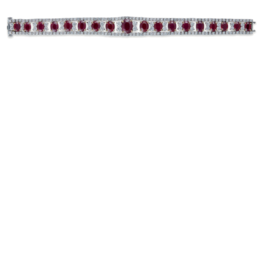 BRACELET SEMI-ARTICULÉ EN OR, RUBIS ET DIAMANTS réalisé avec une rangée de dix-huit rubis ovales