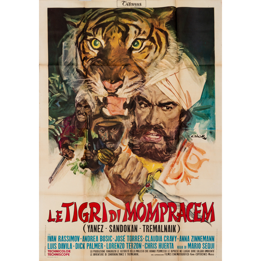 Le Tigri di Nompracem Manifesto Cinema<br>by Ciriello Averardo Artwork<br>Prima Edizione 1970<br>Mis