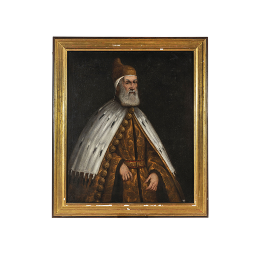 JACOPO TINTORETTO (scuola di) (Venezia, 1518 - 1594)<br>Ritratto del doge Girolamo Priuli<br>Olio su
