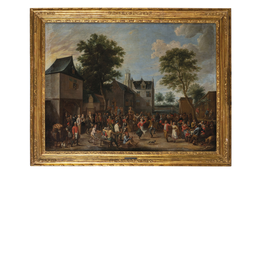 DAVID TENIERS IL GIOVANE (attr. a) (Anversa, 1610 - Bruxelles, 1690)<br>Festa paesana<br>Olio su tel