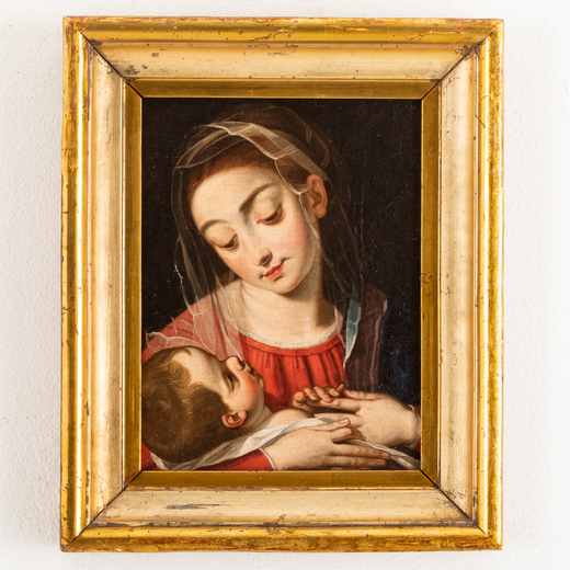 SCIPIONE PULZONE (attr. a) (Gaeta, 1544 - Roma, 1598)<br>Madonna con il Bambino<br>Olio tela applica