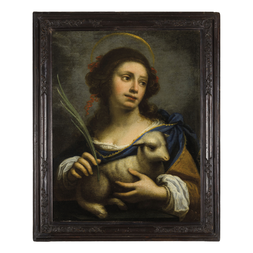 FELICE FICHERELLI (attr. a) (San Gimignano, 1603 - Firenze, 1660)<br>SantAgnese<br>Olio su tela, cm 