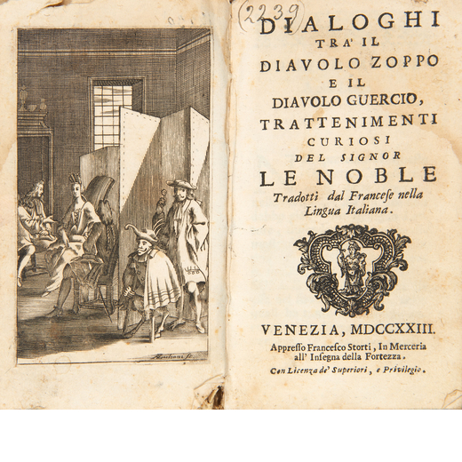[CURIOSA] LE NOBLE, Eustache (1643-1711) . Dialoghi tra il diavolo zoppo e il diavolo guercio. Venez