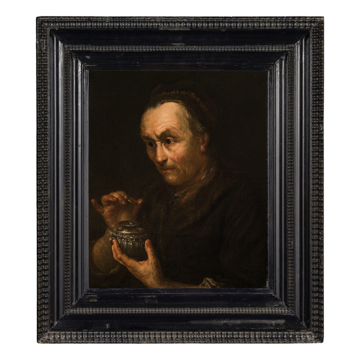 MONOGRAMMISTA IS (attr. a) (ante 1633 - 1658)<br>Allegoria dellAvarizia <br>Olio su tela su tavola, 