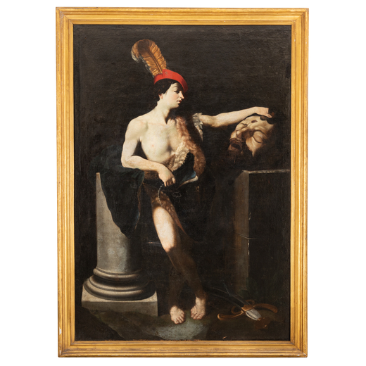 GUIDO RENI (copia da) (Bologna, 1575 - 1642)<br>David con la testa di Golia<br>Olio su tela, cm 230X