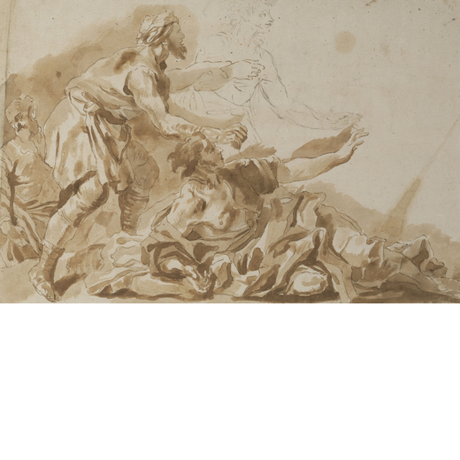 PITTORE DEL XVIII SECOLO Studi di figura<br>Sanguigna e matita su carta, cm 25X33