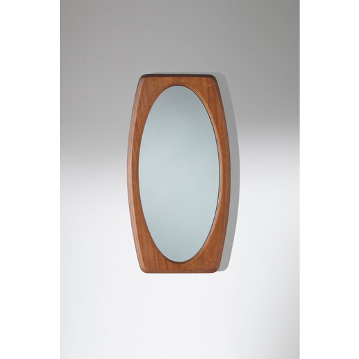 FRANCO CAMPO & CARLO GRAFFI Specchio. Legno, cristallo molato e specchiato. Produzione Home anni 60.