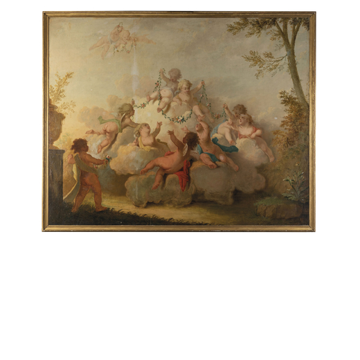 JACOB DE WIT (attr. a) (Amsterdam 1695 - 1754)<br>Gioco di putti <br>Olio su tela, cm 205X252