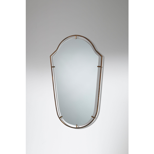 MANIFATTURA ITALIANA Specchio. Ottone, cristallo specchiato. Italia anni 50. <br>cm 91x51x2