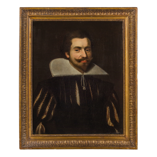 JULES SUSTERMANS (ambito di)  (Anversa 1597 - Firenze 1681)<br>Ritratto maschile <br>Olio su tela, c