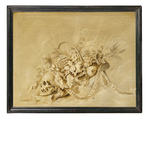 SCUOLA FRANCESE DEL XVIII-XIX SECOLO Vanitas<br>Olio su tela, cm 86X113