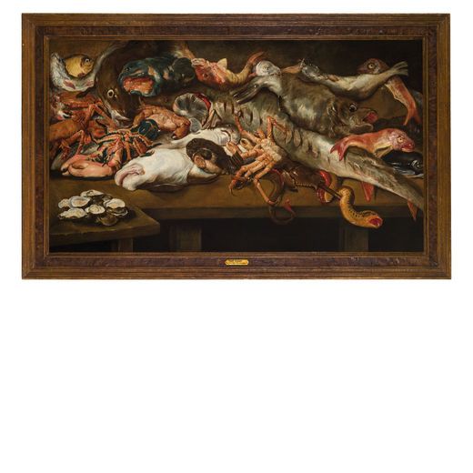 ALEXANDER ADRIAENSSEN (attr. a) (Anversa, 1587 - 1661) <br>Natura morta di pesci <br>Olio su tela 10