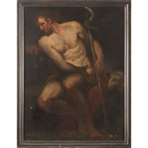 GIAN LORENZO BERTOLOTTO (Genova, 1640 - 1721)<br>San Giovanni Battista<br>Olio su tela, cm 88X67