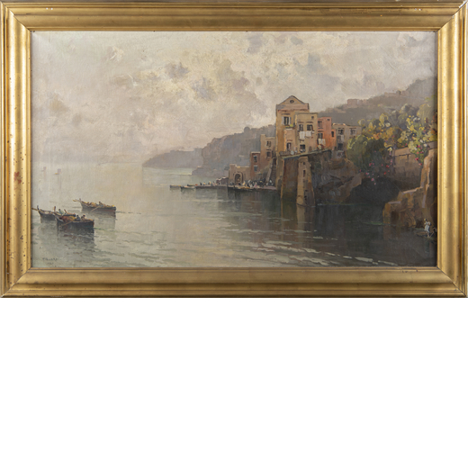 NICOLAS DE CORSI Odessa, 1882 - Napoli, 1956<br>Veduta costiera<br>Firmato De Corsi e datato in bass