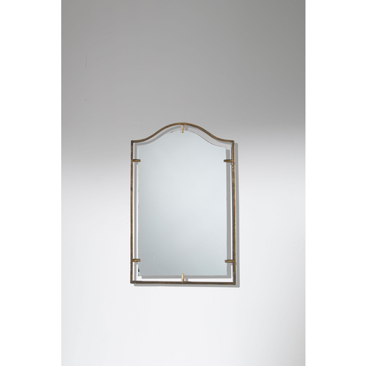 MANIFATTURA ITALIANA Specchio. Ottone, cristallo specchiato. Italia anni 50. <br>cm 64x41x2