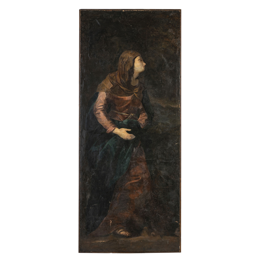 PITTORE DEL XVIII SECOLO Giovane donna in estasi <br>Olio su tela, cm 223X93