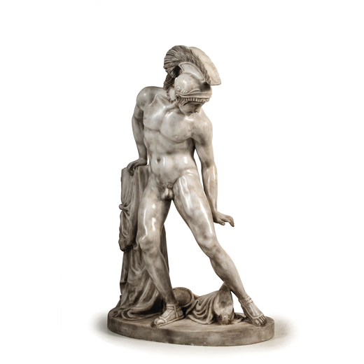 GRUPPO IN MARMO, XIX-XX SECOLO raffigurante Achille, base ovale; usure, alcune sbeccature e mancanze