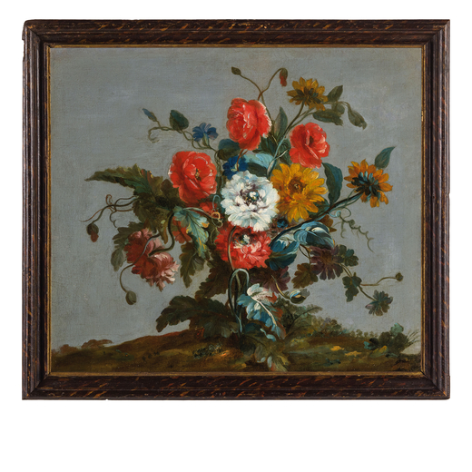 MAESTRO DEI FIORI GUARDESCHI (attr. a) (Belluno, 1722 - 1797)<br>Natura morta di fiori<br>Olio su te