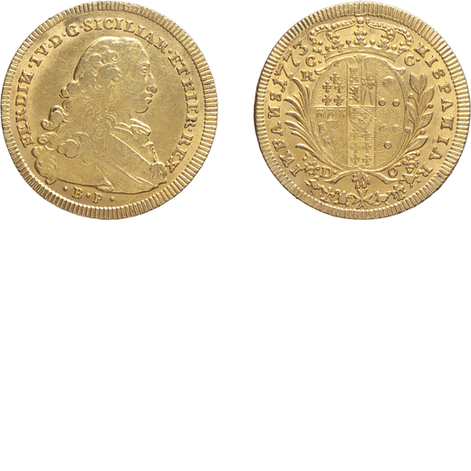 ZECCHE ITALIANE. NAPOLI. FERDINANDO IV (1759-1799). 6 DUCATI 1773 Oro, 8,79gr, 27mm. Leggeri graffi 