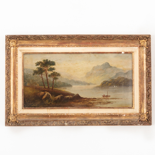 JAMES WINGATE LAWTON Scozia, 1846 - Edimburgo, 1924<br>Paesaggio lacustre<br>Firmato J L Wingate in 