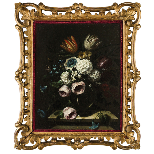 LUDOVICO STERN (Roma, 1709 - 1777)<br>Vaso di fiori <br>Olio su tavola, cm 23X19