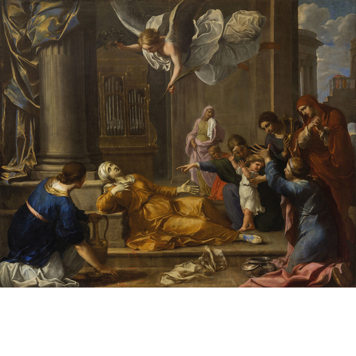 CHARLES ALPHONSE DU FRESNOY  (attr. a) (Parigi, 1611 - Villiers le Bel, 1665) <br>La morte di Santa 