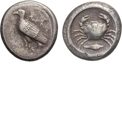 MONETE GRECHE. SICILIA. AGRIGENTO (490-480 A.C.). DIDRACMA  Argento, 8,12 gr, 18 mm. BB<br>D: Aquila