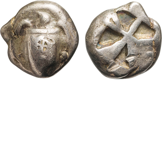 MONETE GRECHE. EGINA (CIRCA 550-450 A.C.). STATERE Argento, 11,85gr, 19mm. MB.<br>D: Tartaruga di ma