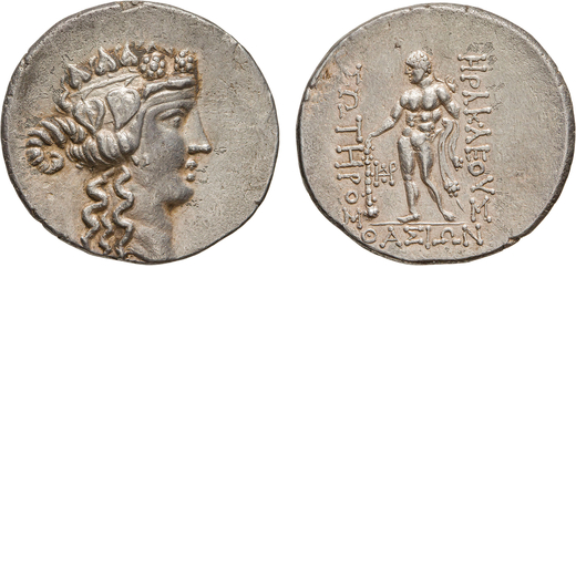 MONETE GRECHE. ISOLE DI TRACIA. THASOS (POST 146 A.C.). TETRADRACMA Argento, 16,76gr, 32x33mm. Megli