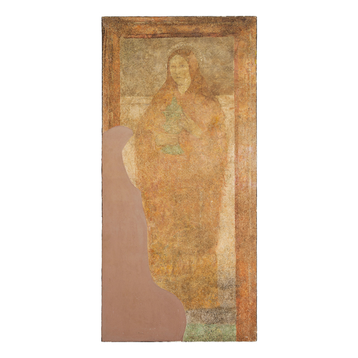 PITTORE LOMBARDO DEL XVI-XVII SECOLO Maria Maddalena<br>Strappo di affresco su tela, cm 160X75