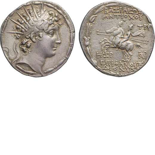 MONETE GRECHE. RE SELEUCIDI. ANTIOCO VI (145-142 A.C.). TETRADRACMA Antiochia. Argento, 16,21gr, 30x