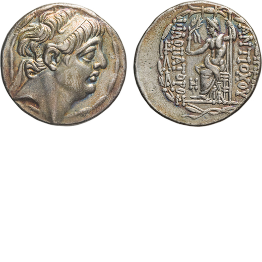 MONETE GRECHE. RE SELEUCIDI. ANTIOCO IX (116-95 A.C.). TETRADRACMA Antiochia. Argento, 15,94gr, 26x2