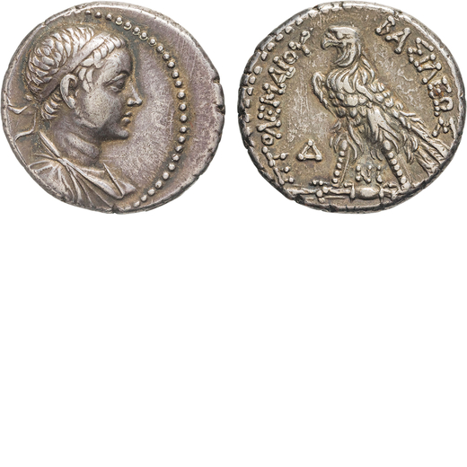 MONETE GRECHE. FENICIA. TOLOMEO V (205-180 A.C.). TETRADRACMA Argento, 14,14gr, 24x26mm. BB.<br>D: B