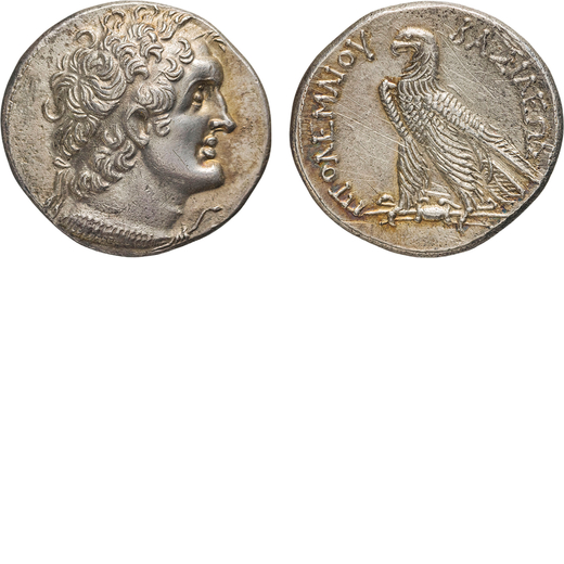 MONETE GRECHE. TOLOMEO VI (180-145 A.C.). TETRADRACMA Argento, 13,84gr, 26x28mm. Graffi al R, altrim